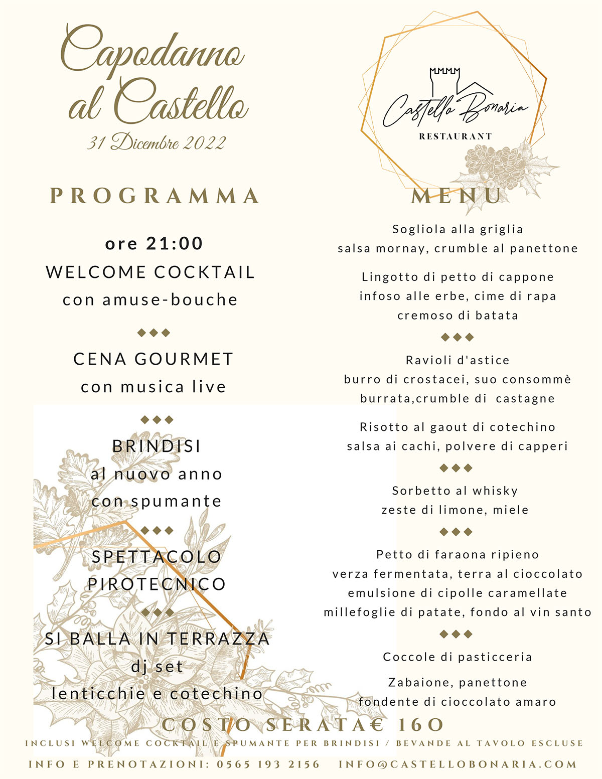 Programma Capodanno Castello Bonaria 2022
